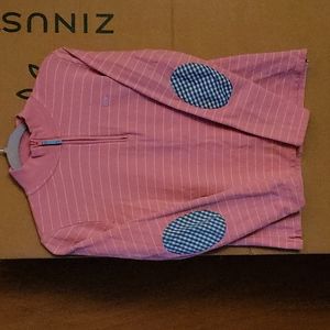 Vineyard Vines women's shep shirt pink stripes blue gingham elbow patches size S